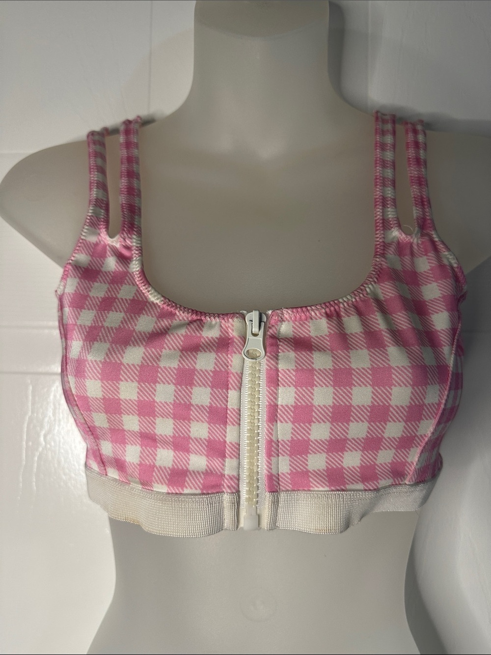 Tiger Mist Cream and Pink Swim Top w/ Front Zip Closure 🧜‍♀️ 🧜‍♀️